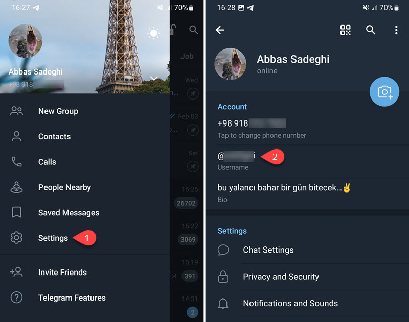یافتن لینک پروفایل تلگرام